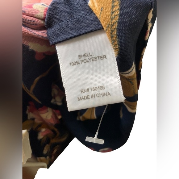 41 Hawthorn 🆕 Button-Up Belted Shirt Style Navy with Pink Floral Dress NWOT- M - Picture 4 of 10